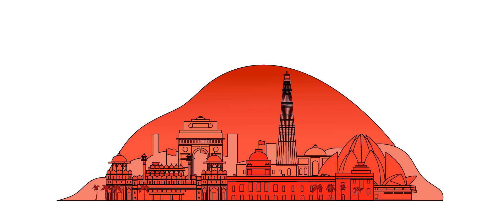 Illustrated skyline of New Delhi